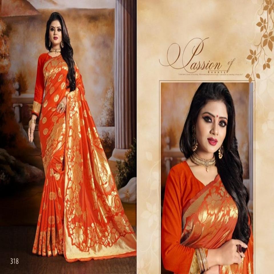 Orange Indian Orginal Patang Silk katan
